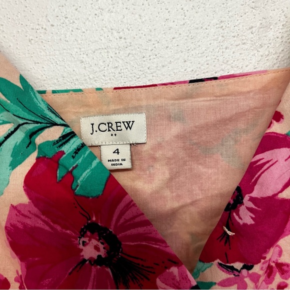 J Crew Womens Sleeveless Wrap Dress Size 4 Floral Midi Tropical Hawaiian Pink - Picture 7 of 8